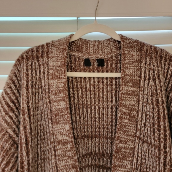 Banana Republic Open Front Cardigan Medium Brown Tan Heavy Chunky Knit NWOT NEW - Picture 3 of 8
